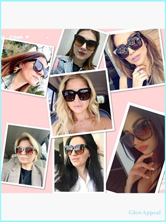 Oversized Square Sunglasses UV400 Protection Flat Lens Retro main image 6